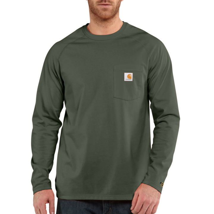 Carhartt Force Cotton Delmont Long-Sleeve T-Shirt Camiseta Funcional de Trabajo de los Hombres
